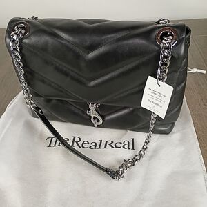 Rebecca Minkoff Edie Max Flap Bag Black Silver